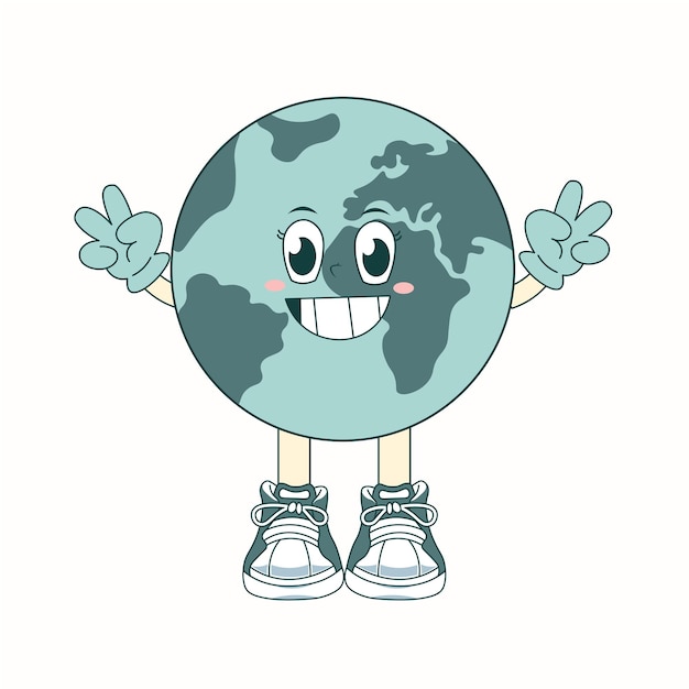 Vector lindo personaje de dibujos animados de la tierra vectorworld día del medio ambiente