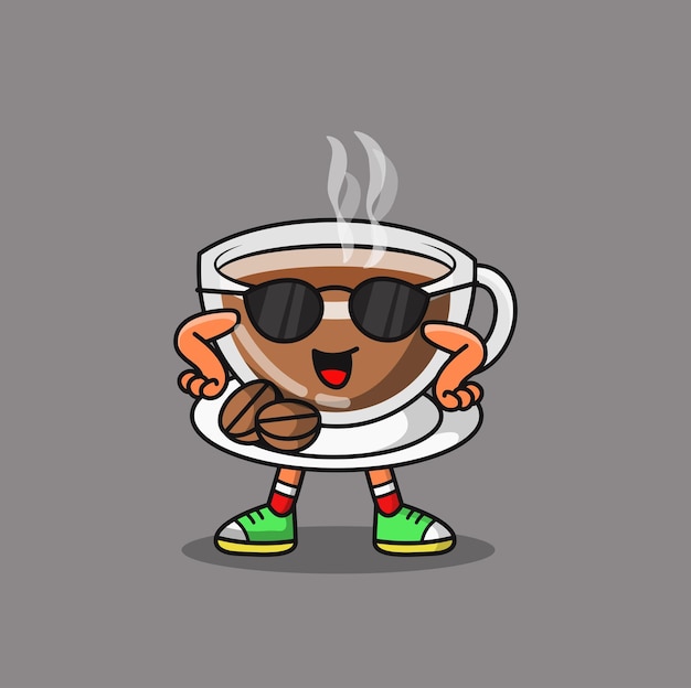 Lindo personaje de dibujos animados de vector de café