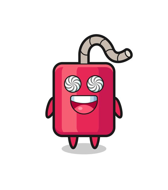 Lindo personaje de dinamita con ojos hipnotizados, diseño de estilo lindo para camiseta, pegatina, elemento de logotipo