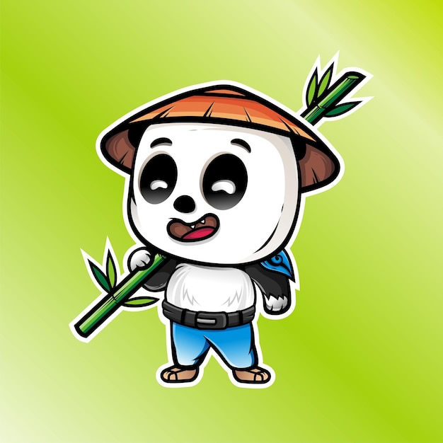 Lindo personaje de diseño de logotipo de mascota panda