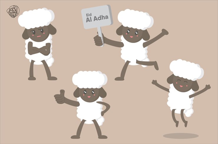 lindo personaje de diseño plano de oveja