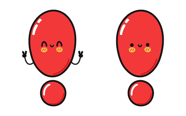 Lindo personaje divertido de signo de exclamación