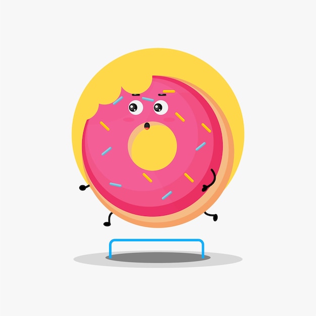 Lindo personaje de donut corriendo competencia