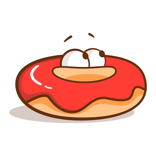 Lindo personaje de donut en ilustración plana de estilo de dibujos animados