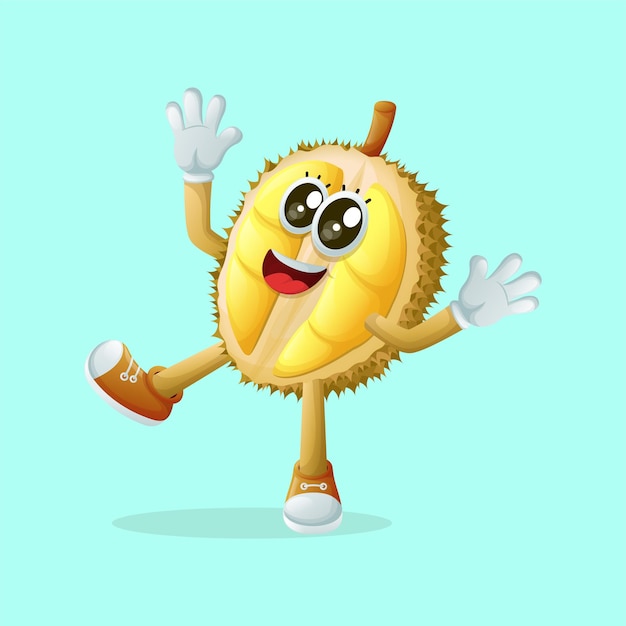 Lindo personaje durian sonriendo con una expresión feliz