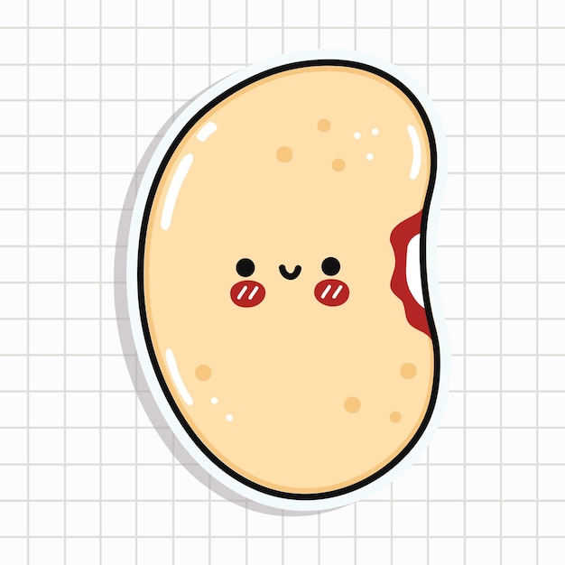 Lindo personaje de etiqueta de frijol
