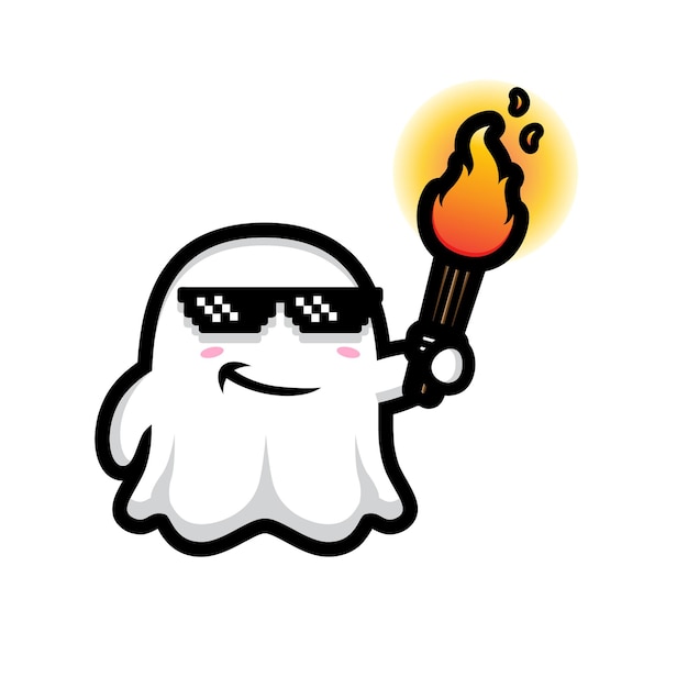 Lindo personaje fantasma con antorcha