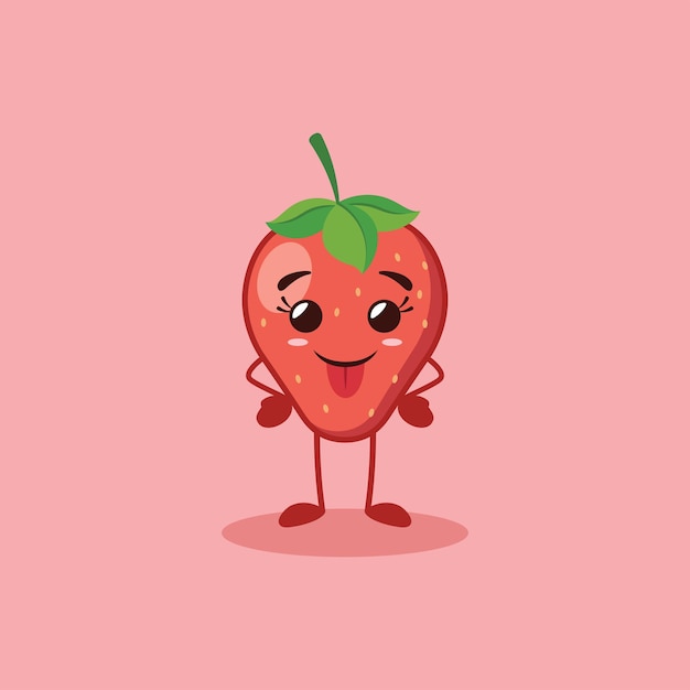 el lindo personaje de fresa saca su lengua