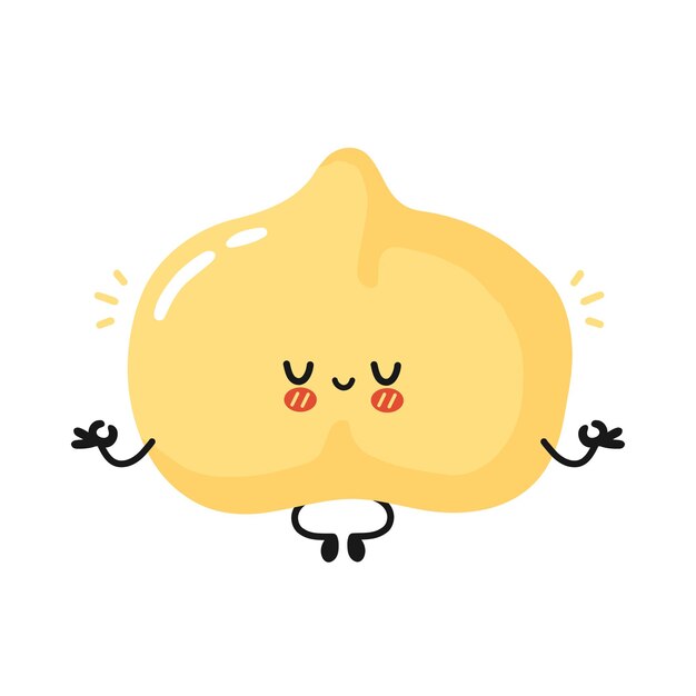 Lindo personaje de frijol de garbanzo divertido meditar en pose de yoga