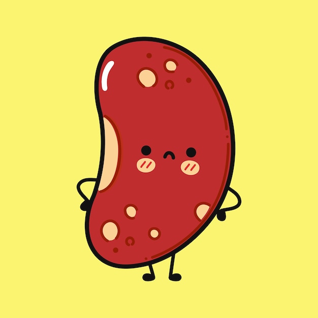 Lindo personaje de frijol rojo triste