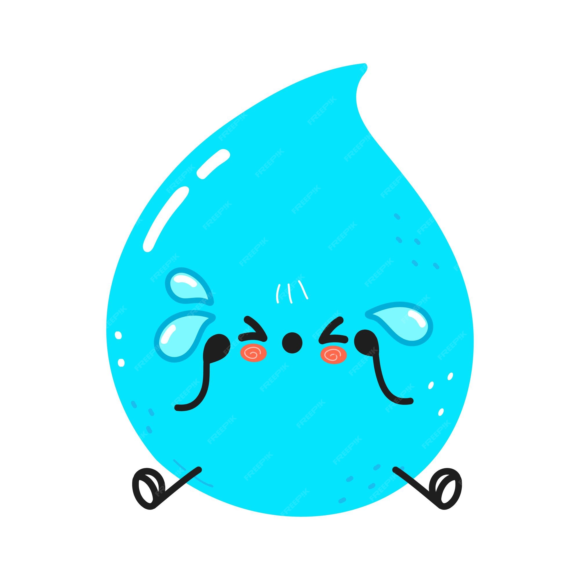 Lindo personaje de gota de agua triste y llorando | Vector Premium Lindo personaje de gota de agua triste y llorando | Vector Premium