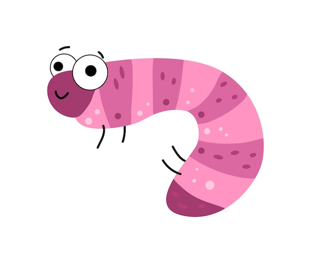 Lindo personaje de gusano o oruga a rayas