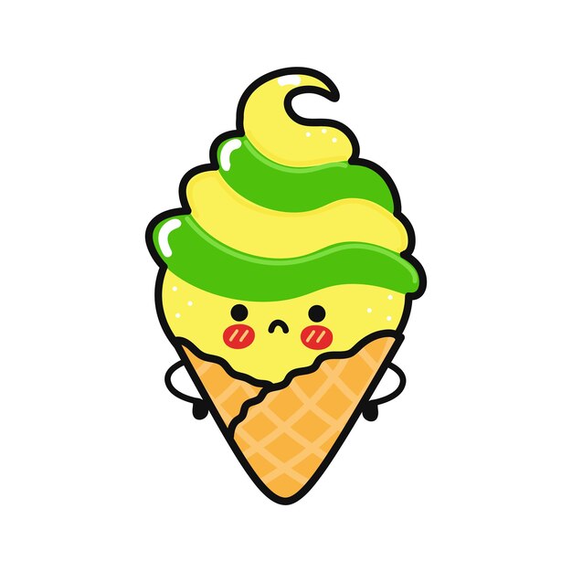 Lindo personaje de helado triste