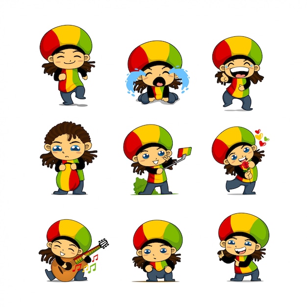 Lindo personaje jamaicano rasta