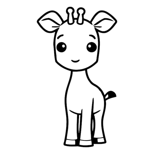 Lindo personaje de jirafa Ilustración vectorial de dibujos animados aislada sobre fondo blanco