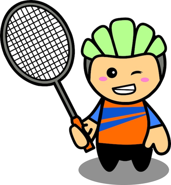 Vector lindo personaje de jugador de bádminton