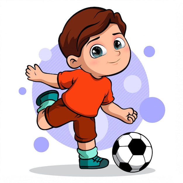 Vector lindo personaje de un jugador de fútbol infantil