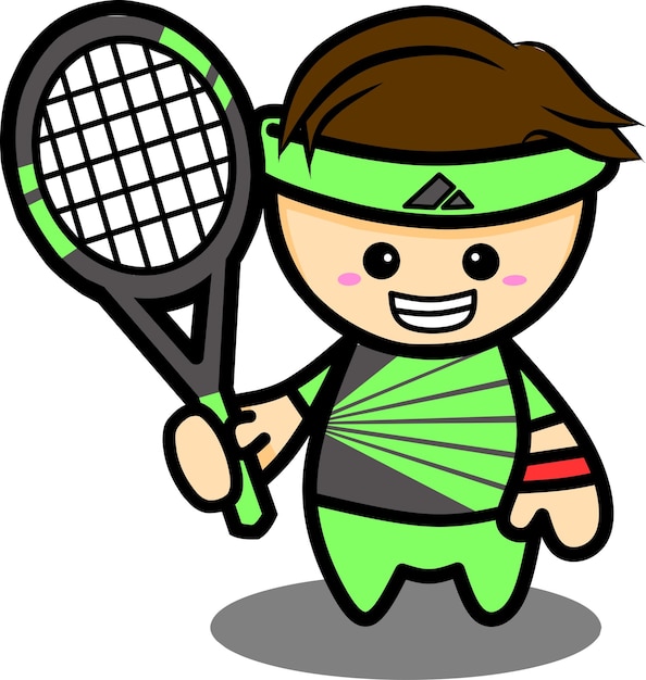 Vector lindo personaje de jugador de tenis