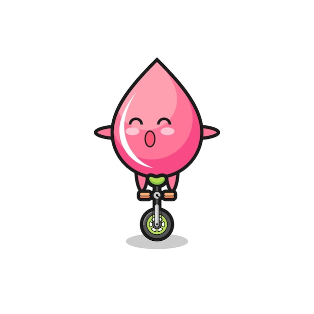 El lindo personaje de jugo de fresa está montando una bicicleta de circo, diseño de estilo lindo para camiseta, pegatina, elemento de logotipo