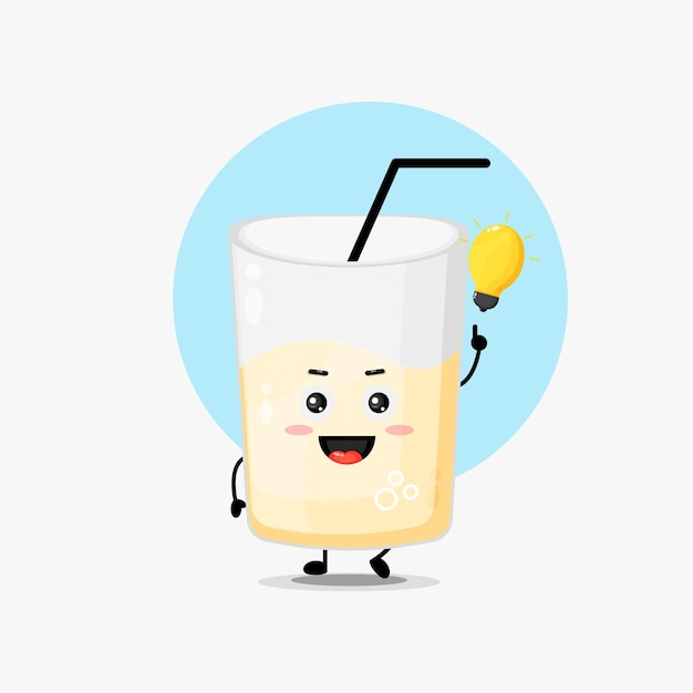 Lindo personaje de jugo con idea de bombilla