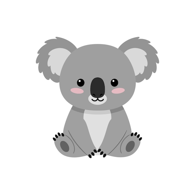 Lindo personaje de koala en estilo de diseño plano con expresión amistosa y colores suaves arte vectorial