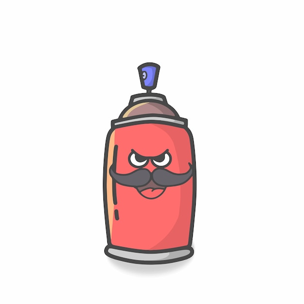 Lindo personaje de lata de aerosol ilustración de diseño de plantilla de vector de dibujos animados plana
