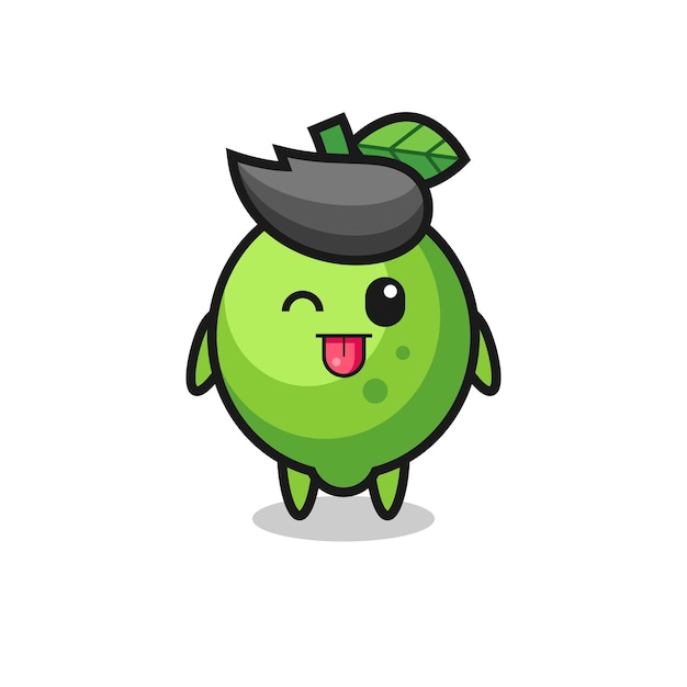 Lindo personaje de lima en dulce expresión mientras saca la lengua, diseño de estilo lindo para camiseta, pegatina, elemento de logotipo