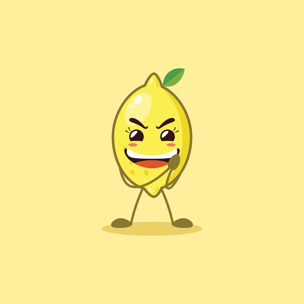 Un lindo personaje de limón con una cara astuta