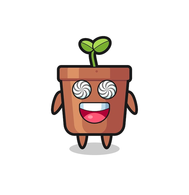 Lindo personaje de maceta con ojos hipnotizados