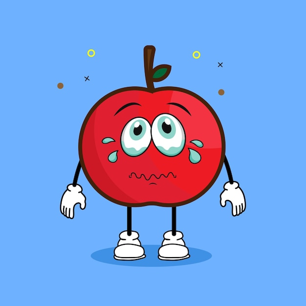 Lindo personaje de manzana con una cara tocada.