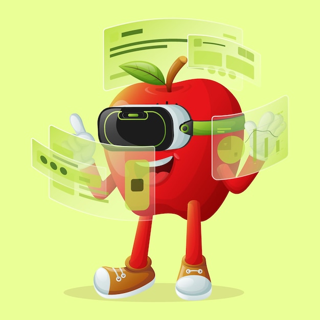 Lindo personaje de manzana en metaverso