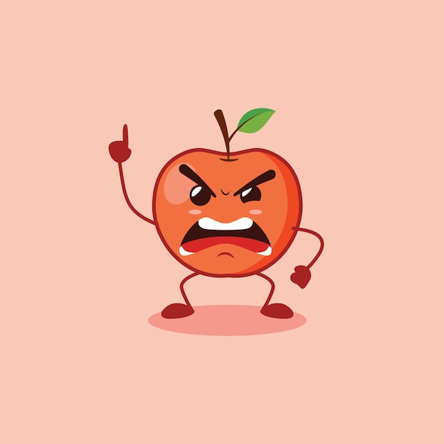 El lindo personaje de la manzana muestra una expresión muy molesta mientras te aconseja