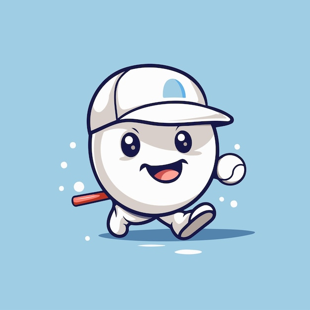 Vector lindo personaje de mascota de béisbol diseño de la mascota ilustración vectorial