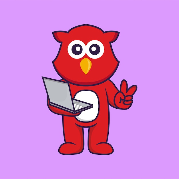Lindo personaje de mascota búho. Concepto de dibujos animados de animales aislado