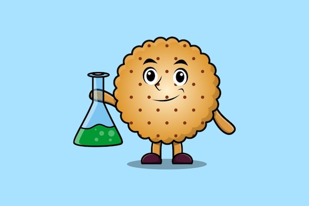 Lindo personaje de mascota de dibujos animados cookies como científico