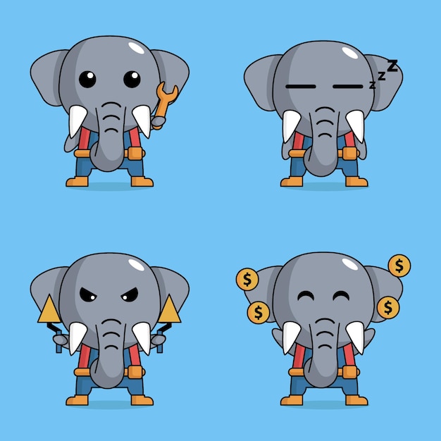 Lindo personaje de mascota elefante