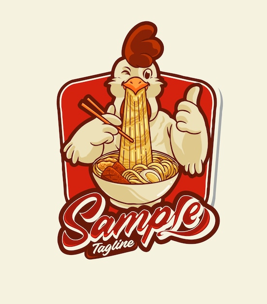 Lindo personaje de mascota de fideos de pollo