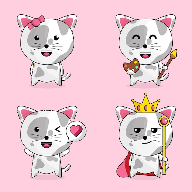 Lindo personaje de mascota kawaii gato