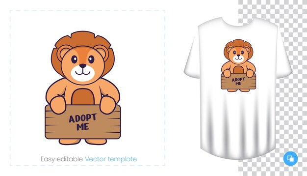 Lindo personaje de mascota de león. Puede usarse para pegatinas, parches, textiles, papel.