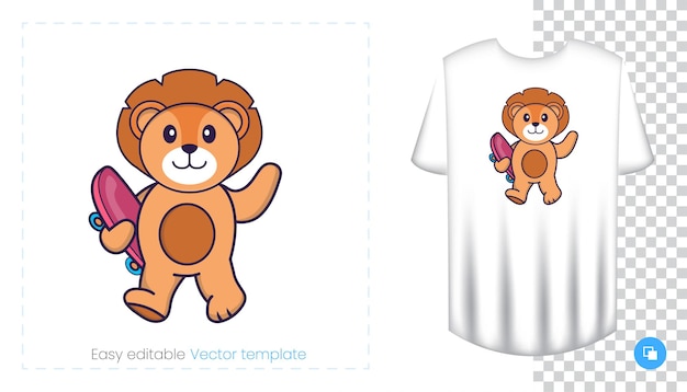 Lindo personaje de mascota de león. Puede usarse para pegatinas, parches, textiles, papel.