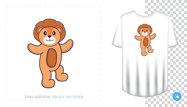 Lindo personaje de mascota de león. Puede usarse para pegatinas, parches, textiles, papel.