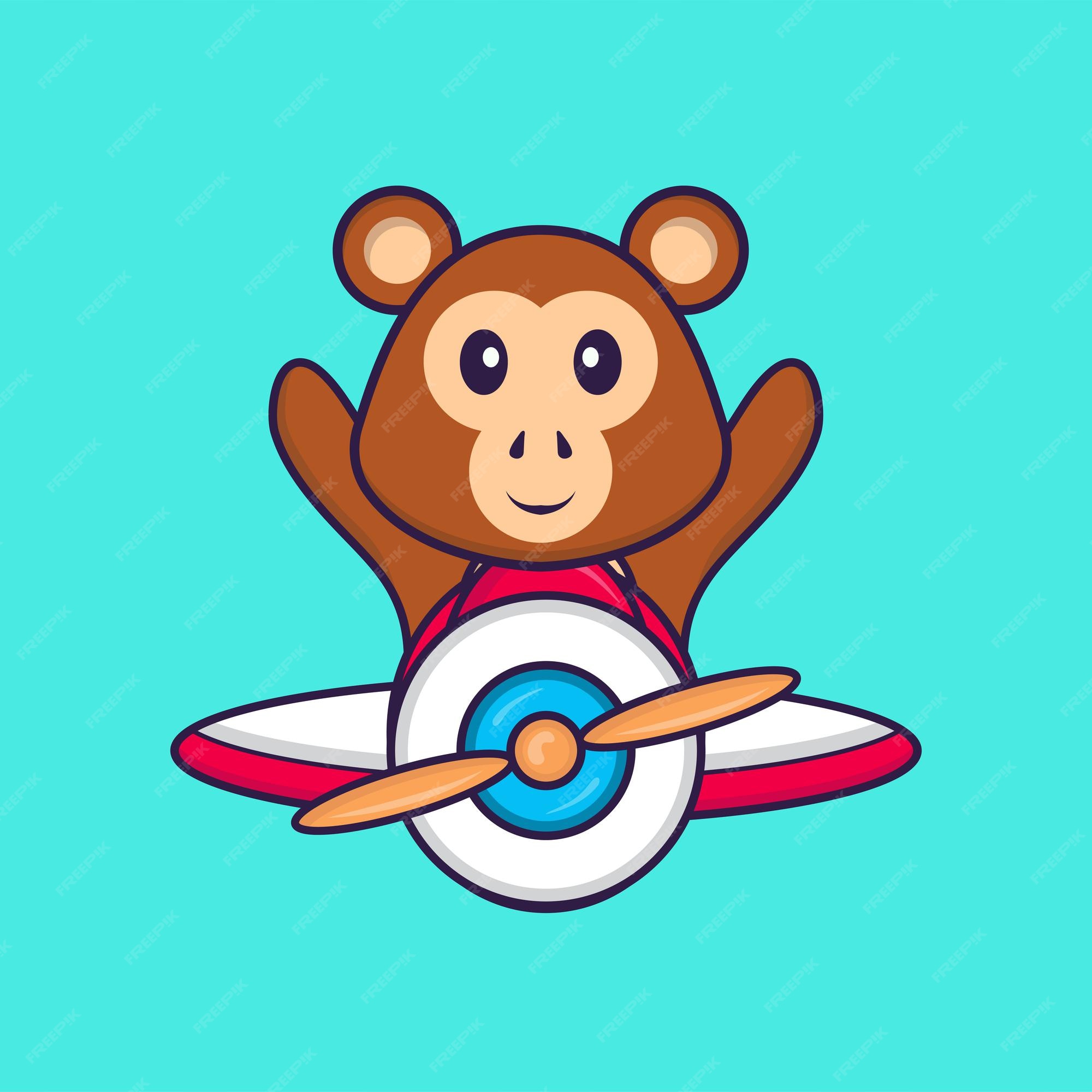 Lindo personaje de mascota mono. concepto dibujos animados de animales aislado. | Vector Premium