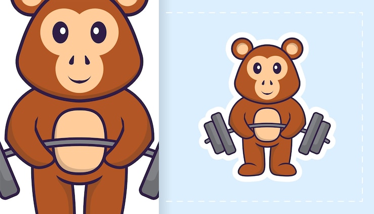 Vector lindo personaje de mascota mono. se puede utilizar para pegatinas, parches, textiles, papel.