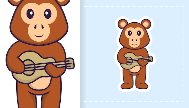 Vector lindo personaje de mascota mono. se puede utilizar para pegatinas, parches, textiles, papel.