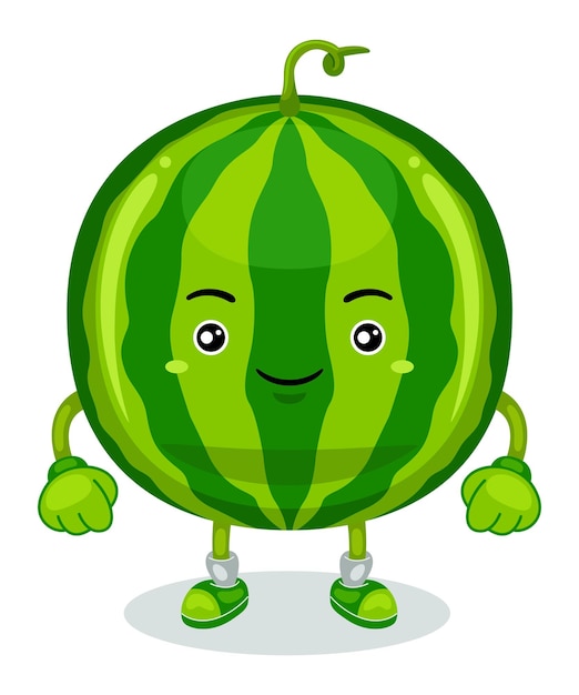 Lindo personaje de mascota de sandía ilustración vectorial
