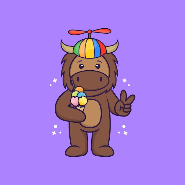 Lindo personaje de mascota de toro. Concepto de dibujos animados de animales aislado.