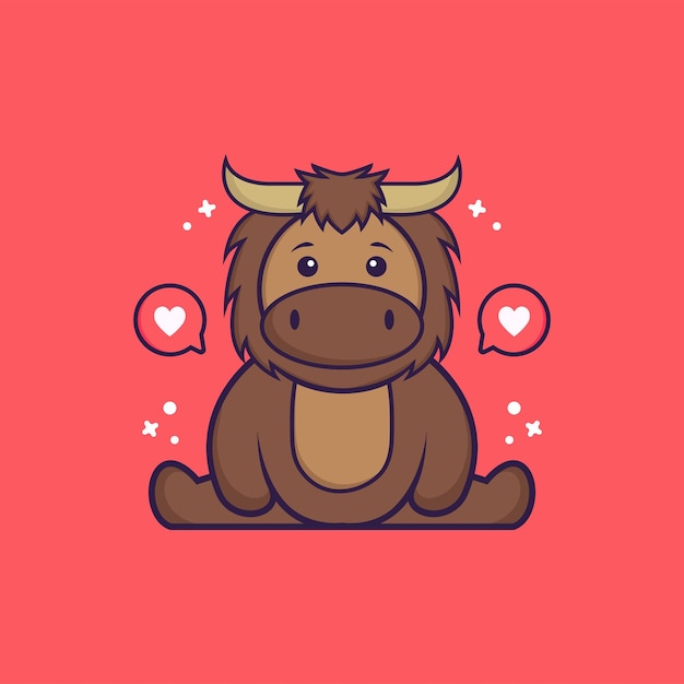 Vector lindo personaje de mascota de toro. concepto de dibujos animados de animales aislado