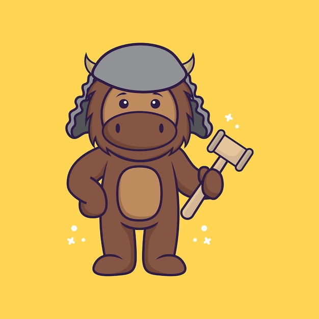 Lindo personaje de mascota de toro. Concepto de dibujos animados de animales aislado