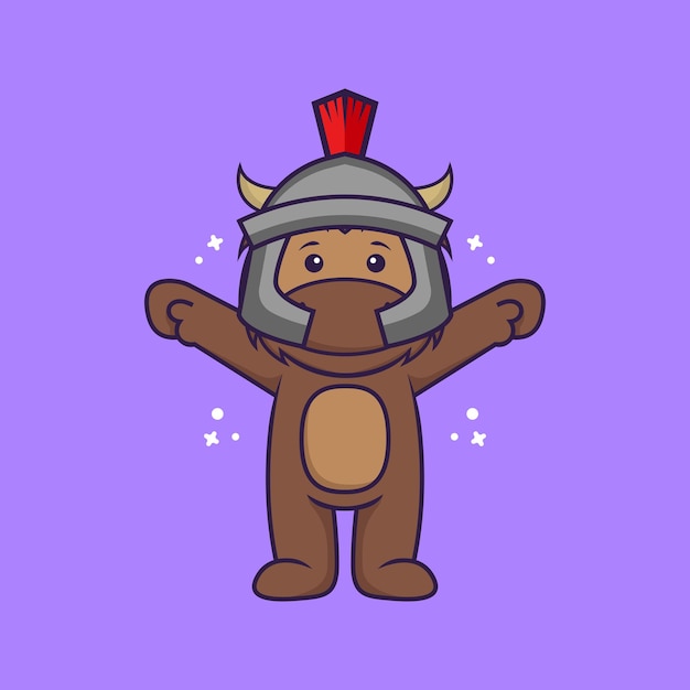 Lindo personaje de mascota de toro. Concepto de dibujos animados de animales aislado.