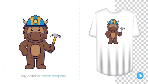 Lindo personaje de mascota de toro. Se puede utilizar en pegatinas, parches, textiles, papel, telas y otros.